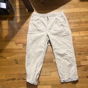 Muji cream corduroy darted pant